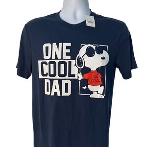 Peanuts‎ Snoopy One Cool Dad Graphic T-Shirt Mens Size S Navy Blue